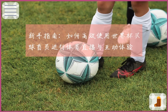 新手指南：如何高效使用世界杯买球首页进行体育直播与互动体验